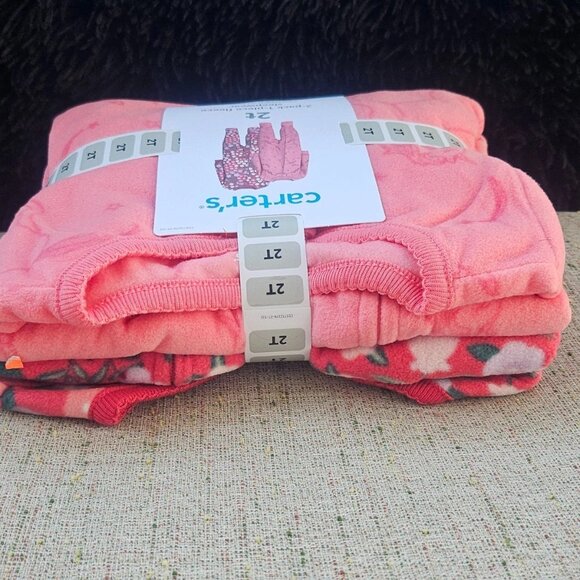 Carters 2 Pack Fleece Sleep Wear I Peice Sleepwear Pink Size 2T NWT - Picture 2 of 11